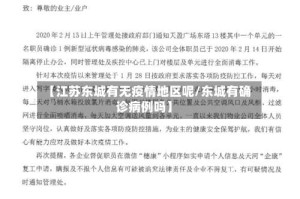【江苏东城有无疫情地区呢/东城有确诊病例吗】