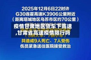 疫情甘肃地区货车下高速,甘肃省高速疫情限行吗