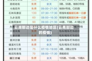 云南那边是什么疫情地区(云南那边的疫情)