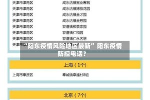 “阳东疫情风险地区最新” 阳东疫情防控电话？