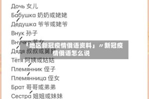 「地区新冠疫情俄语资料」〃新冠疫情俄语怎么说