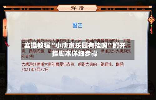 实操教程“小唐家乐园有挂吗	”附开挂脚本详细步骤-第1张图片
