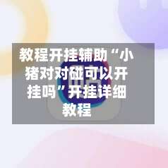 教程开挂辅助“小猪对对碰可以开挂吗”开挂详细教程-第1张图片
