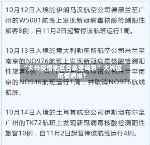 “大兴疫情地区名单查询表	” 大兴区疫情通报？-第1张图片