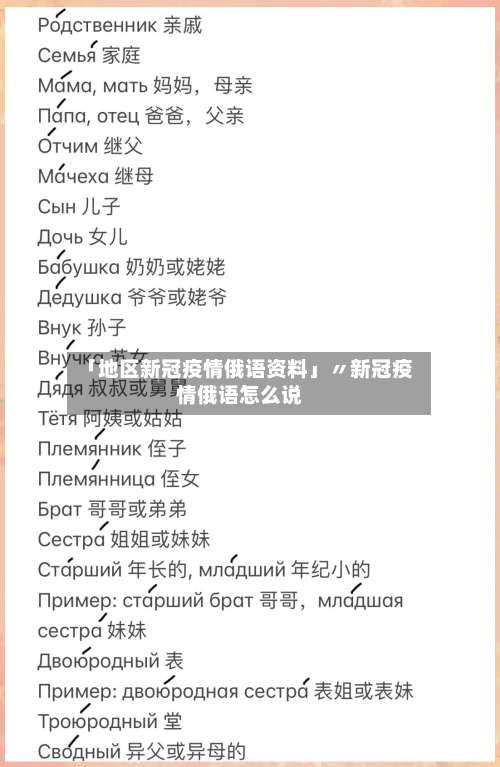 「地区新冠疫情俄语资料」〃新冠疫情俄语怎么说-第1张图片