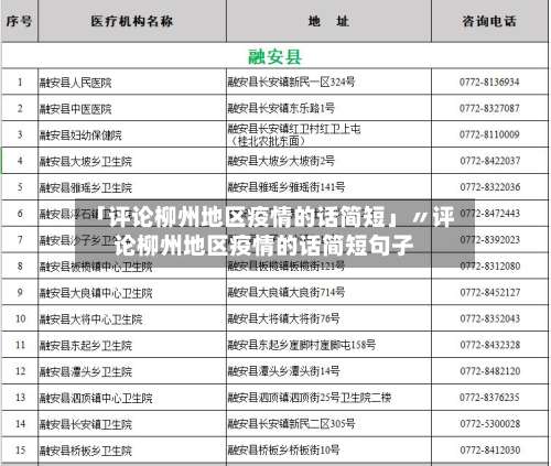 「评论柳州地区疫情的话简短」〃评论柳州地区疫情的话简短句子-第1张图片