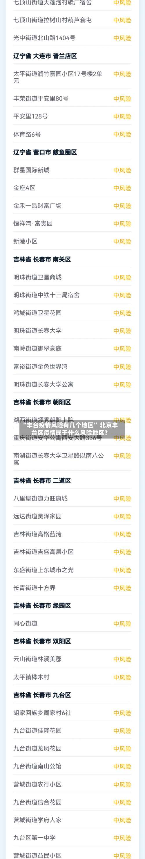 “丰台疫情风险有几个地区” 北京丰台区疫情属于什么风险地区？-第2张图片