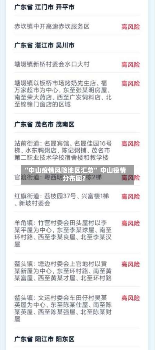 “中山疫情风险地区汇总” 中山疫情分布图？-第1张图片